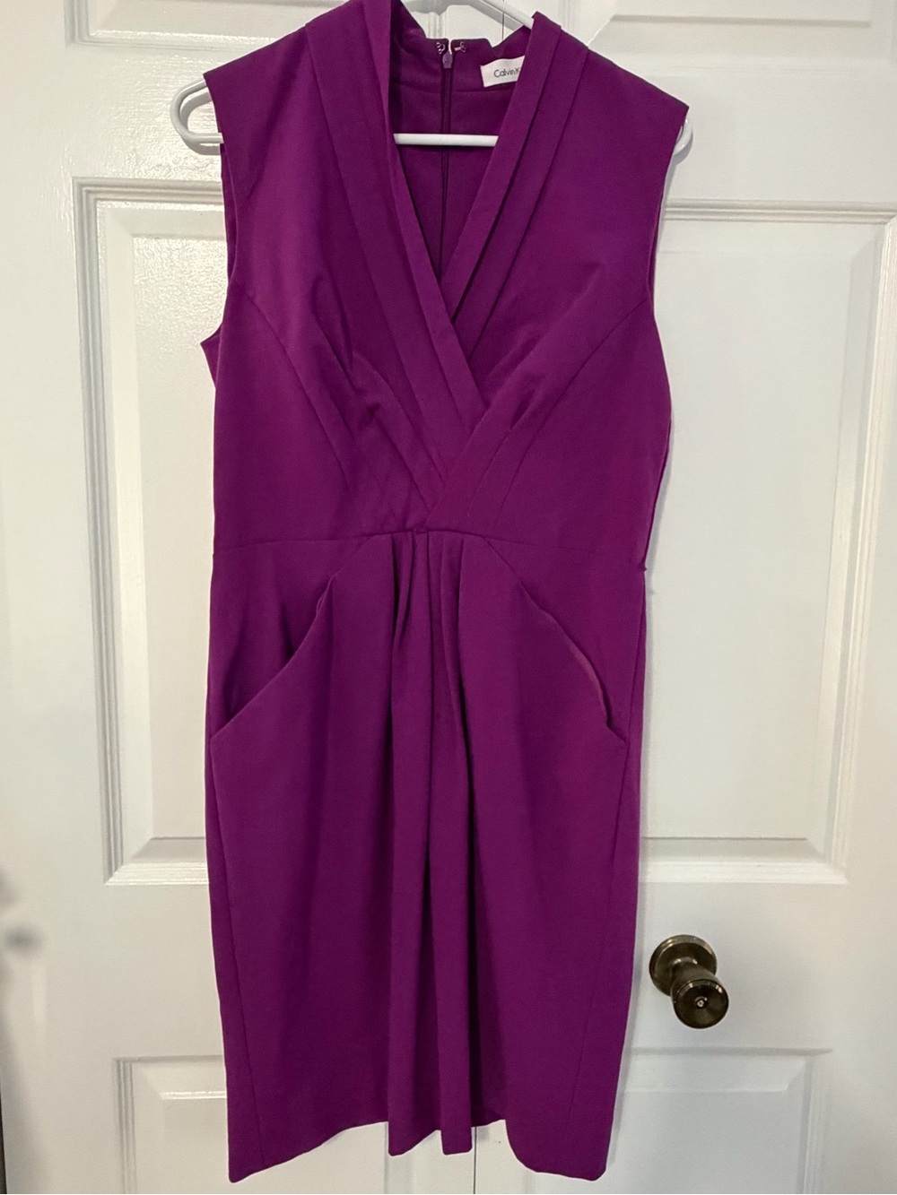 Calvin Klein Fuchsia Sleeveless V-Neck Sheath Dress